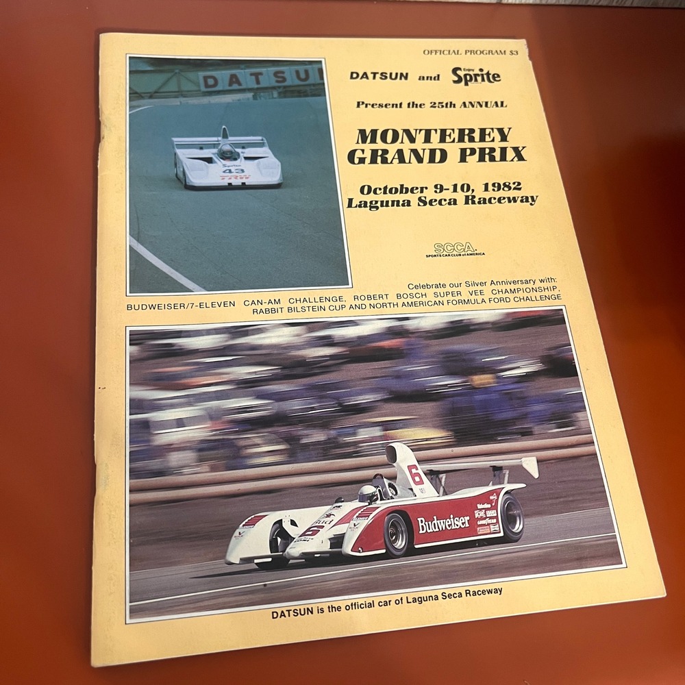 1982 Monterey Grand Prix Laguna Seca Official Program SCCA Can-Am Datsun Sprite